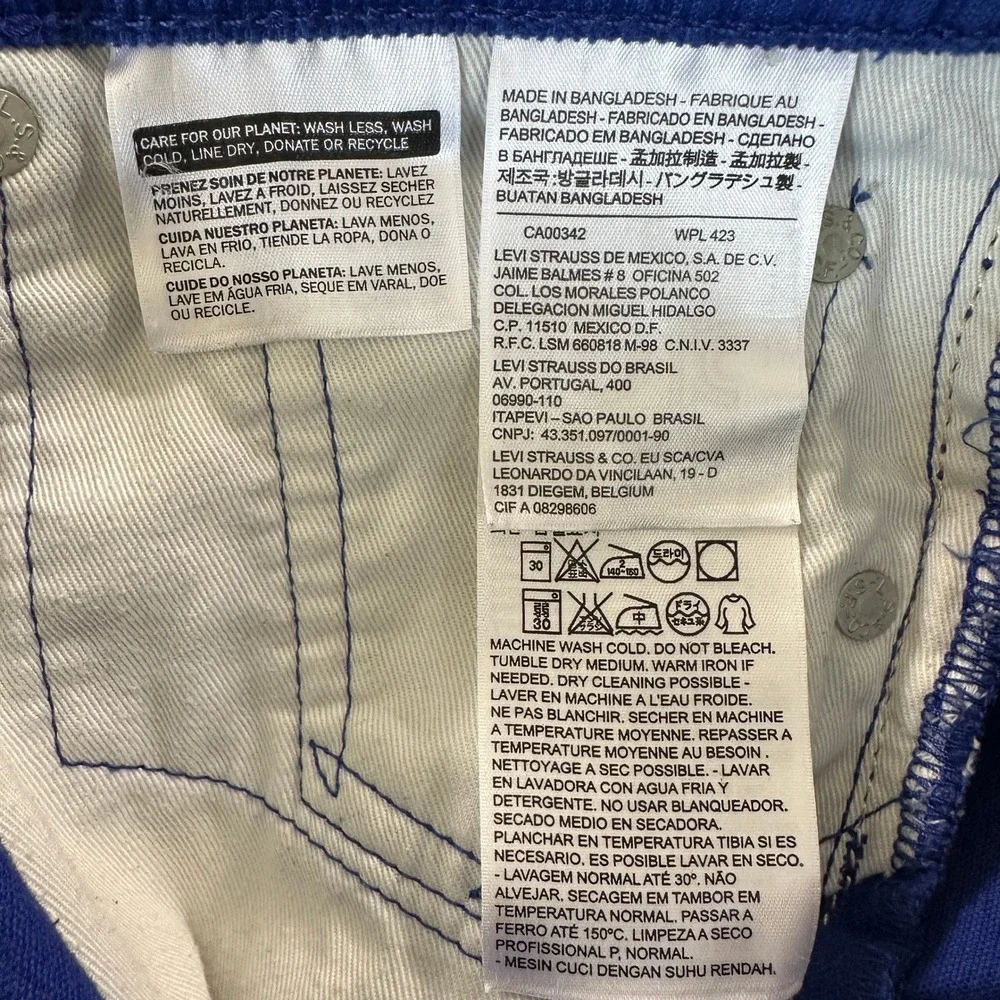 Levis Mens 511 Slim Fit Corduroy Pants 30x32 Blue Textured Cotton Blend